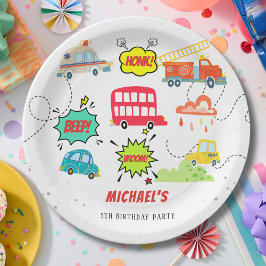 Honig piep in glücklichen Fahrzeugen Junge Geburts Pappteller