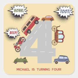 Honig Piepser zum Rettro Fahrzeuge zum Geburtstag  Quadratischer Aufkleber