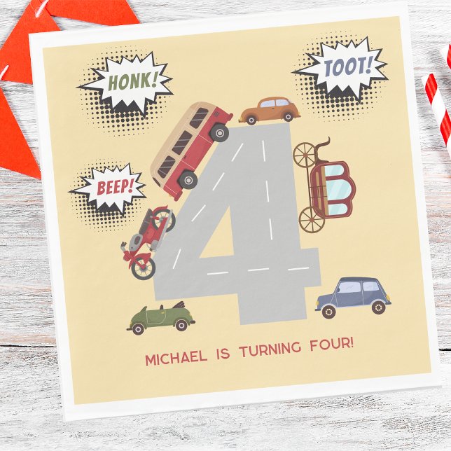 Honig Piepser zum Rettro Fahrzeuge zum Geburtstag  Serviette (Von Creator hochgeladen)