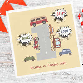 Honig Piepton Retrofahrzeuge erste Junge Geburtsta Serviette