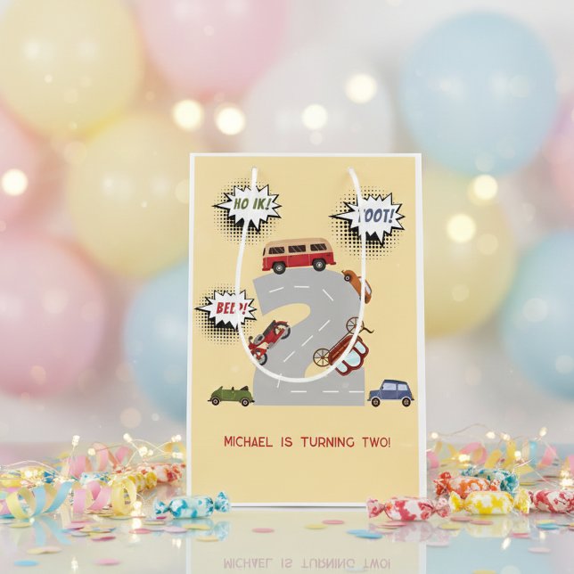 Honig Piepton Retrofahrzeuge zweite Junge Geburtst Mittlere Geschenktüte (Von Creator hochgeladen)