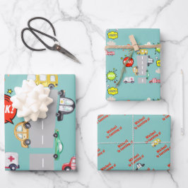 Honig Pieptoto Fahrzeuge Junge Geburtstag Geschenkpapier Set