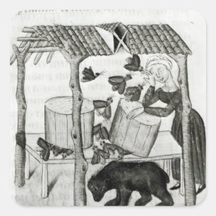 Honig sammeln quadratischer aufkleber