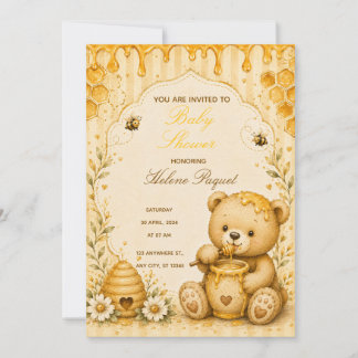 Honig-Teddybär-Baby-Shower-Einladung Einladung