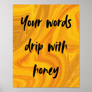 Honig Tropfen Art Print in Gold Poster