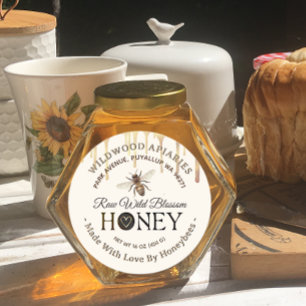 Honig Tropfen und Bienen mit Liebe von Bienen Herz Runder Aufkleber