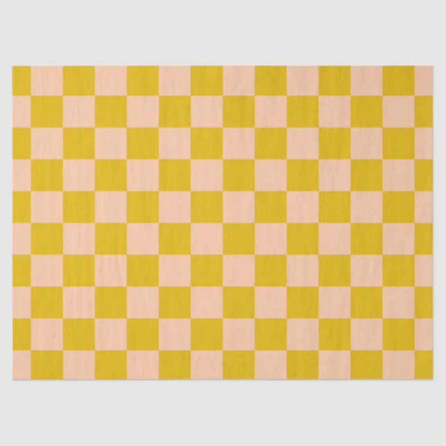 Honig und Peach Checkerboard Seidenpapier (Vorderseite)