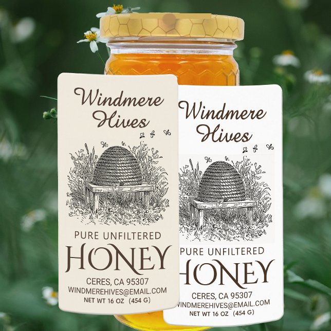 Honig Vintager Skep mit Bienenversand-Label (Von Creator hochgeladen)