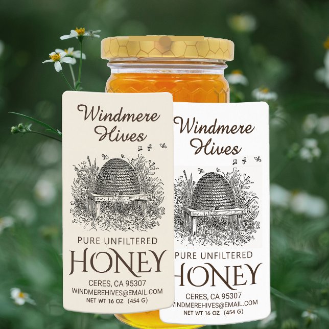 Honig Vintager Skep mit Bienenversand-Label (Von Creator hochgeladen)