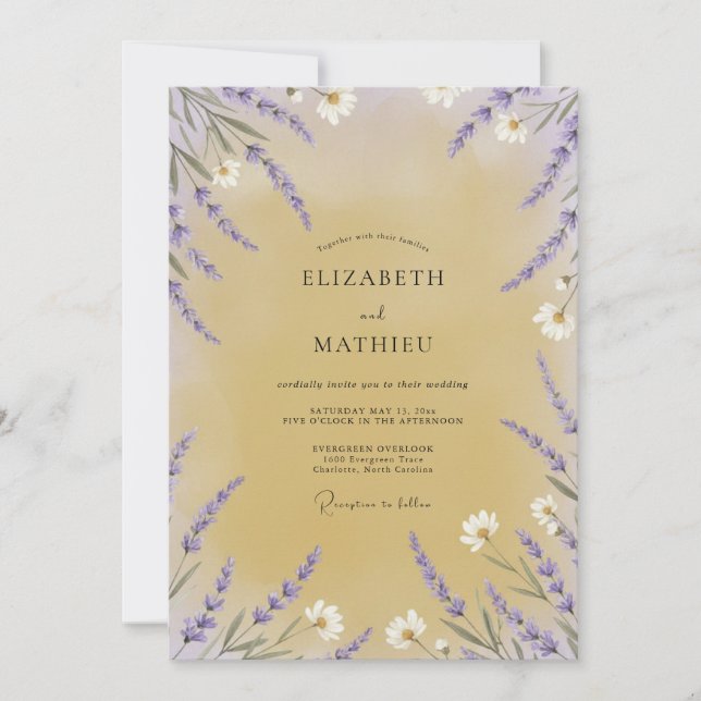 Honig Violette Wildblumen-Hochzeit Einladung (Vorderseite)