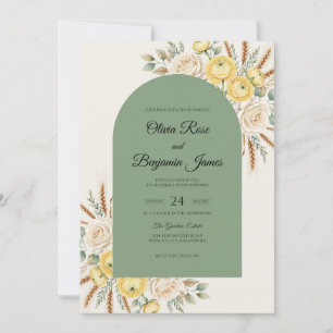 Honig-Weizen-Zweig-Eukalyptus-Hochzeit Einladung