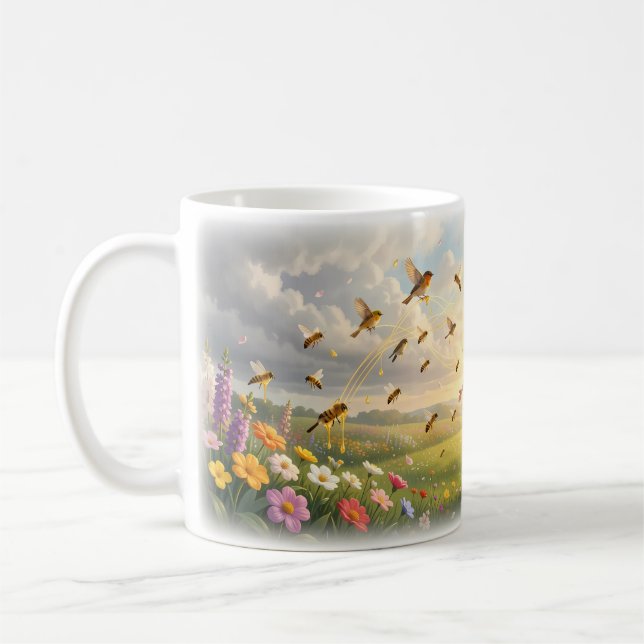 Honig Wiesen Singvögel Frühling Garten Tasse (Links)