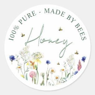 Honig Wildblume Wiese Bee Green Label Blume Runder Aufkleber