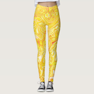 Honig-Zitronen-Gelb-Marmor-Textur abstrakt flüssig Leggings