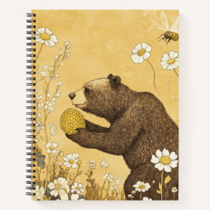 Honigbär auf einer Wiesenblumenwiese Notizbuch