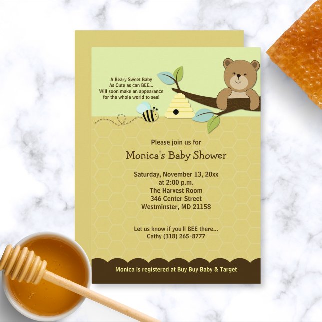 Honigbär und Hummeln-Baby-Dusche Einladung (Honey Bear and Bumble Bee Baby Shower Invitation)