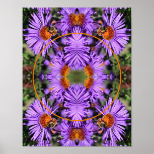 Honigbiene auf Aster Blume Rahmen hinzufügen Ihr F Poster