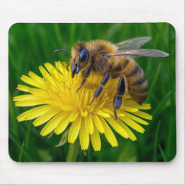 Honigbiene auf einem gelben Kronleuchter Mousepad