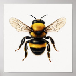 Honigbiene auf weißem Hintergrund Poster