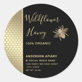 Honigbiene aus Minimalistischem Goldgräber Runder Aufkleber