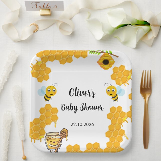 Honigbiene-Baby-Party Pappteller (Hochzeit)