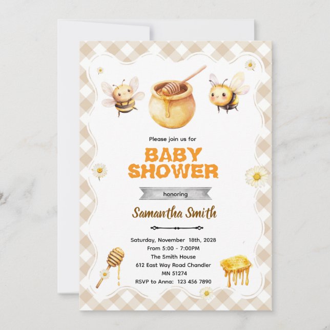 Honigbiene Baby Shower Einladung (Vorderseite)