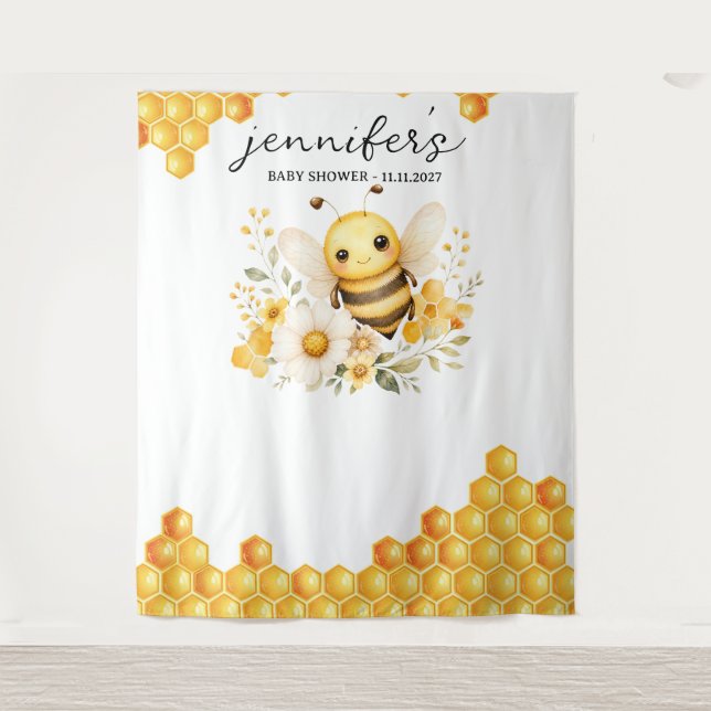 Honigbiene Baby Shower Hintergrund Wandteppich (Vorderseite)