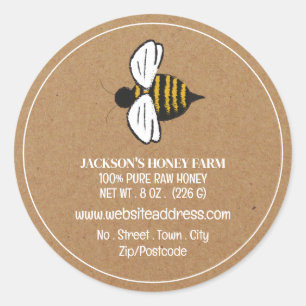 Honigbiene - Beeyard, Honey Farm Product Label Runder Aufkleber