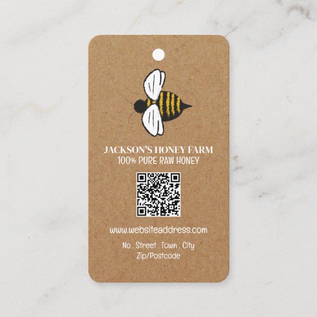 Honigbiene - Beeyard, Honey Farm Product Tag (Vorderseite)