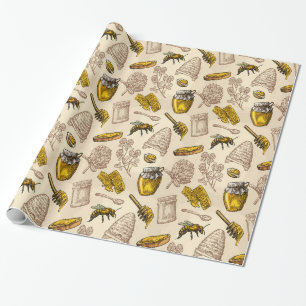 Honigbiene Biene Vintage Bio Natur Geschenkpapier