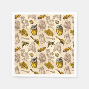 Honigbiene Bienenstock Vintage Organisch Natürlich Serviette