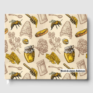 Honigbiene Bienenstock Vintage Rustikale Landhochz Gästebuch