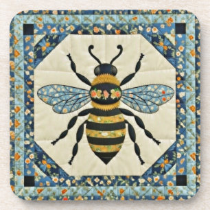 Honigbiene Blau Rahmenquilts Getränkeuntersetzer