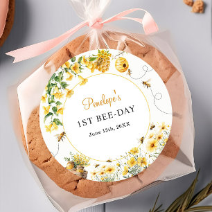 Honigbiene Blumen Geburtstag Baby Shower Runder Aufkleber