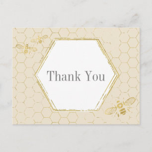 Honigbiene Creme Gold Muster Danke Postkarte