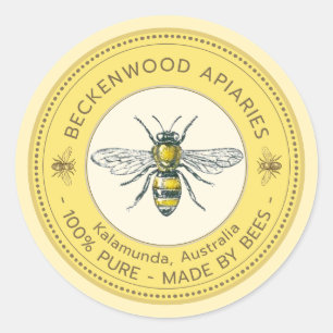 Honigbiene-Etikett Gelber Imker Runder Aufkleber