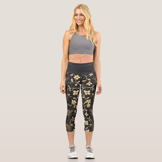 Honigbiene Floral Capri Leggings (Vorderseite)