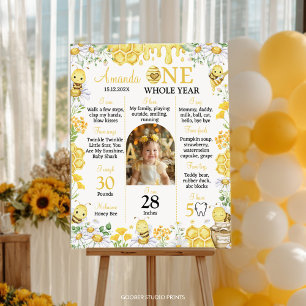 Honigbiene Florales Geburtstagsfoto-Meilensteinpos Poster