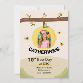 Honigbiene Geburtstagseinladung – Süße Hummel Erst Einladung