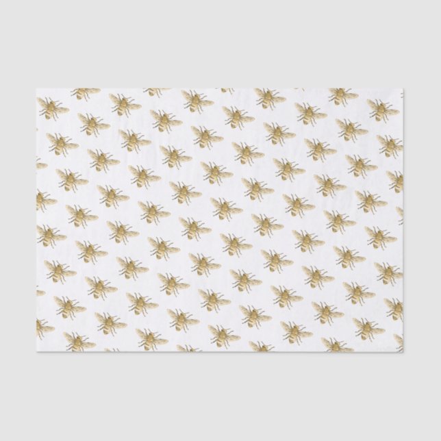 Honigbiene im Flugmuster auf Weiß Seidenpapier (Vorderseite)