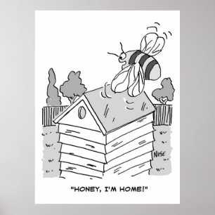 Honigbiene kehrt zu ihrem Bienenstock zurück Poster