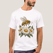Honigbiene mit Gänseblümchen und botanischen Blätt