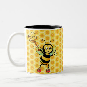 Honigbiene mit Herz & Monogramm Zweifarbige Tasse