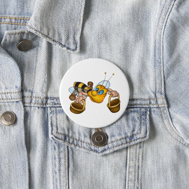 Honigbiene mit Körben Fun Besy Illustration Button (Von Creator hochgeladen)
