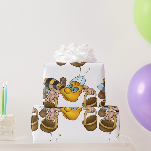 Honigbiene mit Körben Fun Besy Illustration Geschenkpapier (Von Creator hochgeladen)