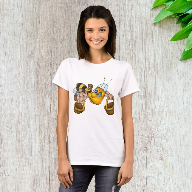 Honigbiene mit Körben Fun Besy Illustration T-Shirt (Von Creator hochgeladen)