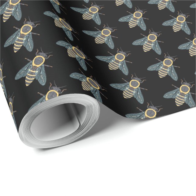 Honigbiene (schwarz) - Geschenkpapier (Rolleneckpunkt)