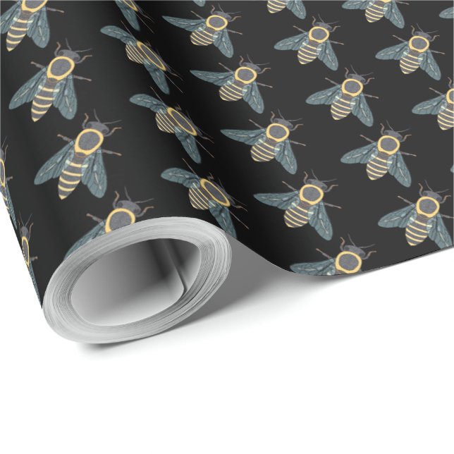 Honigbiene (schwarz) - Wrapping Paper Geschenkpapier (Rolleneckpunkt)