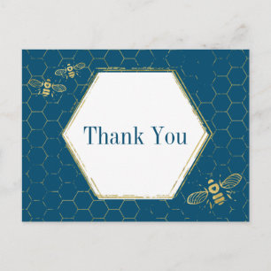 Honigbiene Teal Gold Muster Danke Postkarte