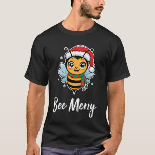 Honigbiene trägt Weihnachtsmannmütze Weihnachtsbel T-Shirt